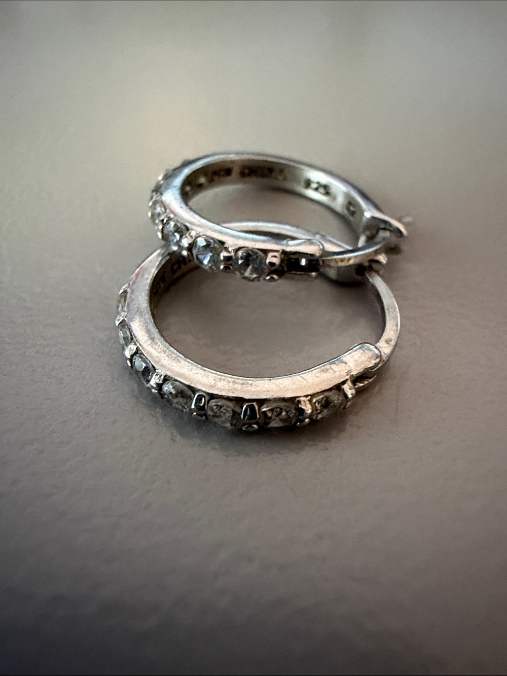 JCM Sterling Silver 925 Cubic Zirconia Small Silver Hoop Earrings Prom Wedding